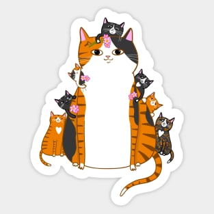 Mom and Kittens Sticker